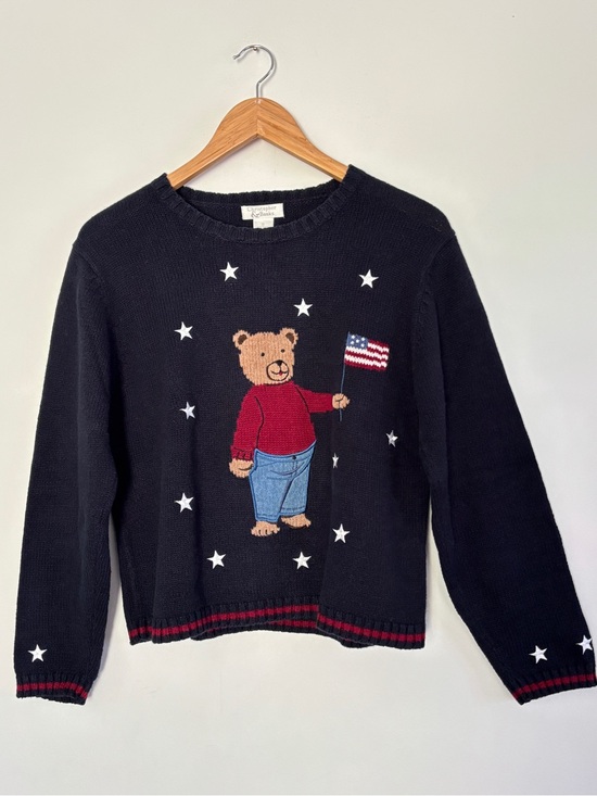 Christopher & Banks Sweaters - Vintage Christopher & Banks USA Bear Pullover Crewneck Small Embroidered Patriot